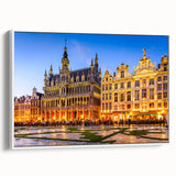 Vintage poster art of a colorful Belgian landscape on a large framed canvas, ideal for living room decor.
