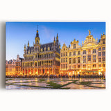 Black and white stretched canvas featuring a panoramic view of a European cityscape, ideal for kitchen wall art.