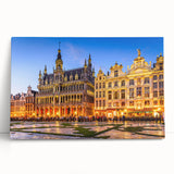 Black and white photo of a European cityscape on large stretched canvas, ideal for kitchen wall art.