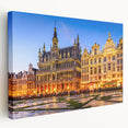 Large art print of a European cityscape in muted earth tones on stretched canvas, ideal for kitchen wall art.
