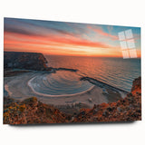 Large abstract wall art of European scenery in muted earth tones on acrylic glass, ideal for bedroom or dining room decor.