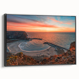 Black and white framed canvas of a Bulgarian landscape, ideal for bedroom wall art in a vintage poster style.