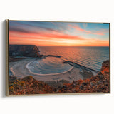 Framed canvas featuring a vintage-style landscape painting of a Bulgarian scenery in muted earth tones.