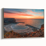 Framed canvas of a vintage-style Bulgarian landscape painting with vibrant colors on a black background.