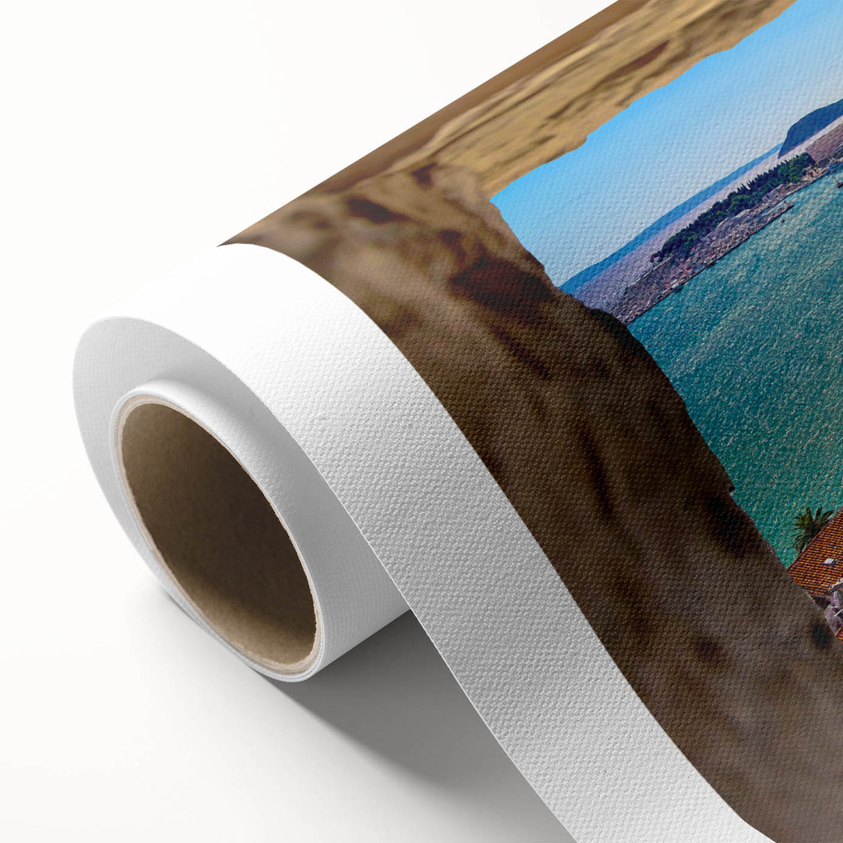 Art Deco style poster of a European Croatia scenery on a rolled canvas, ideal for nursery wall art or dining room decor.