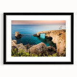 Extra large textured abstract art print depicting vibrant, colorful scenery of Europe, in a black frame.