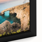 Black wall art depicting a textured European Cyprus landscape in vibrant colors on a framed canvas.