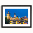 Extra large framed wall art depicting an abstract colorful art print of a Czech Republic scenery.