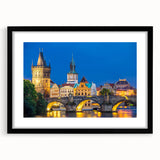 Extra large framed wall art depicting an abstract colorful art print of a Czech Republic scenery.