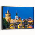 Black and white framed canvas of a Czech Republic landscape, ideal for bedroom wall art.