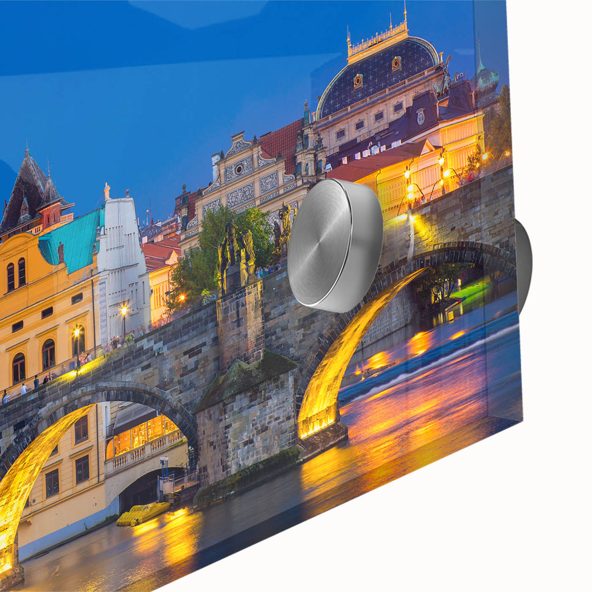 Large abstract wall art depicting a Czech Republic scenery in muted earth tones on acrylic glass.