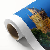 Art deco poster of a Czech Republic scenery in pastel shades on rolled canvas, ideal for nursery wall art.