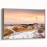 Framed canvas featuring a vintage European landscape with muted earth tones.