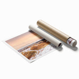 Extra large rolled print depicting a serene Danish landscape with soft floral motifs in pastel shades.