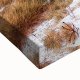 Large art depicting a black and white Danish landscape on stretched canvas, suitable for bedroom wall decor.