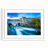Textured art depicting an abstract scene of Bath, England in muted earth tones, framed with a white mat.