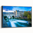 Black and white vintage poster art of Bath, England landscape on framed canvas, suitable for bedroom decor.