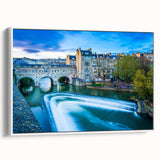 Vintage poster art of Bath, England on framed canvas, featuring colorful art in a large format, ideal for living room decor.