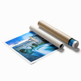 Extra large rolled print of a floral art depicting Bath, England, in muted watercolor tones.