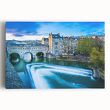 Black and white stretched canvas of Bath, England scenery, ideal for kitchen wall art.