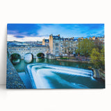 Black and white stretched canvas of Bath, England scenery, ideal for kitchen art.