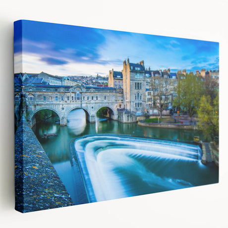 Large canvas print of a European cityscape in muted watercolor tones, ideal for kitchen wall art.
