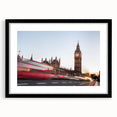 Abstract art print of Big Ben with vibrant, colorful textures on a large framed canvas, ideal for living room decor.