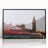 Large abstract wall art depicting Big Ben with muted gray and black tones on a framed acrylic.