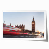 Extra large rolled print of Big Ben with floral accents in muted tones, ideal for art wall dining room.