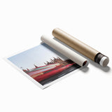 Extra large rolled print of Big Ben with floral accents in pastel shades.