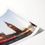 Extra large wall art featuring line art flowers and Big Ben, in muted earth tones on rolled canvas.