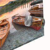 Large abstract depiction of Cumbria's landscape in muted earth tones on acrylic glass, ideal for dining room art.