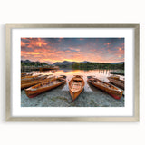 Extra large abstract art print of Cumbria's scenery in textured tones, framed in silver, ideal for living room decor.