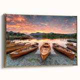 Framed canvas depicting a vintage-style landscape of Cumbria, England, in muted earth tones, ideal for bedroom wall art.