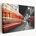 Large canvas print of London skyline in muted gray and blue tones, ideal for kitchen wall art.
