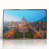 Art deco style poster of Oxford scenery in gold acrylic frame, ideal for modern nursery wall decor.