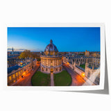 Extra large rolled print of Oxford scenery with floral elements in muted earth tones, ideal for dining room wall art.