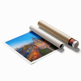 Extra large rolled print of Oxford scenery with muted earth tones, ideal for classy bathroom wall art.