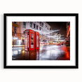 Extra large abstract art print of Piccadilly, England in vibrant colors on a textured canvas, framed in black.