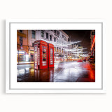 Textured art depicting an abstract view of Piccadilly, England in muted earth tones, framed with a white mat.