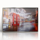 Large art print of Piccadilly Circus with vibrant colors on a silver-framed acrylic, ideal for modern art wall decor.