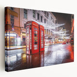 Piccadilly Circus scene in muted colors on stretched canvas, suitable for kitchen wall art.