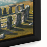 Black wall art featuring a close-up of Stonehenge in textured colors, ideal for extra large living room decor.