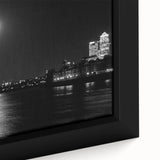 Extra large framed canvas featuring a textured depiction of the Thames River in England, with a black and colorful palette.