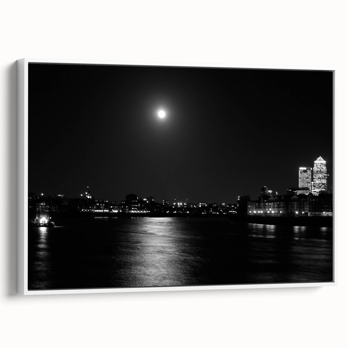 Vintage poster art of Thames River, England in vibrant colors on a framed canvas, ideal for living room decor.