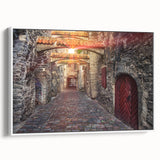 Vintage poster art of a scenic Estonian landscape on framed canvas, featuring vibrant colors, ideal for living room decor.