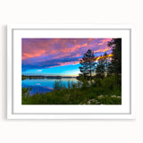 Textured abstract art print depicting a serene Finnish landscape in muted earth tones, framed with a white mat.