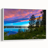 Vintage poster art of a scenic Finland landscape in colorful tones on a large framed canvas, ideal for living room decor.