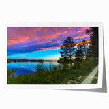 Extra large rolled print of a serene Finnish landscape with soft floral elements, ideal for art wall dining room.