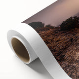 Art deco poster of Corsican landscape in pastel shades on rolled canvas, ideal for nursery wall art or dining room decor.